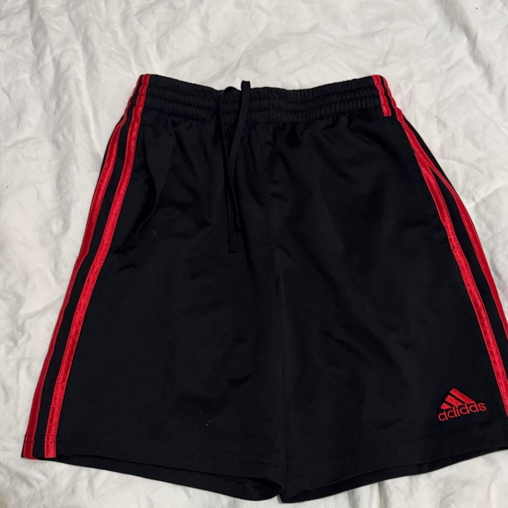 $5- Adidas Men's Athletic Shorts in Black with Red Accents